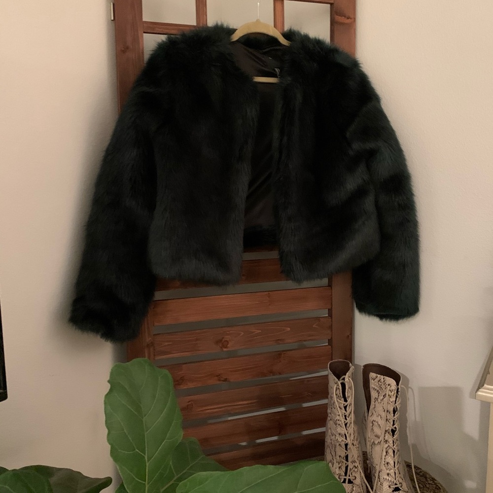 GREEN FUR COAT - Worn once